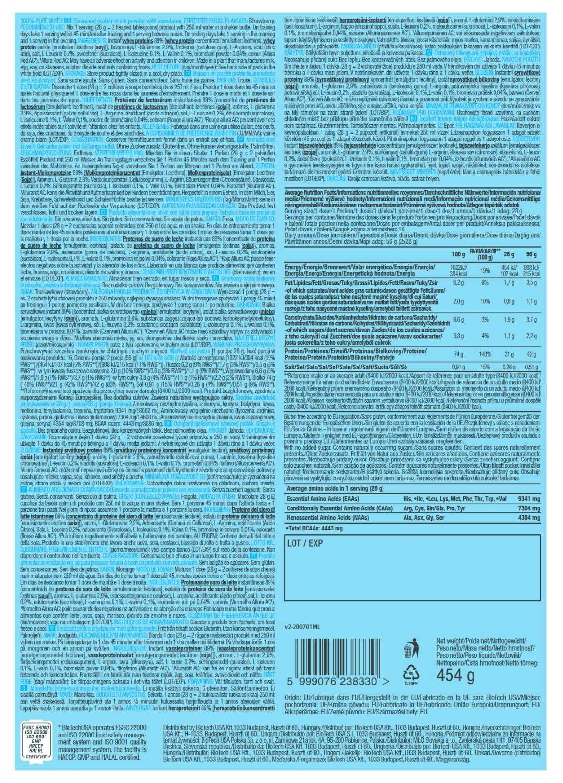 Biotech USA 100% Whey Pure 454 g