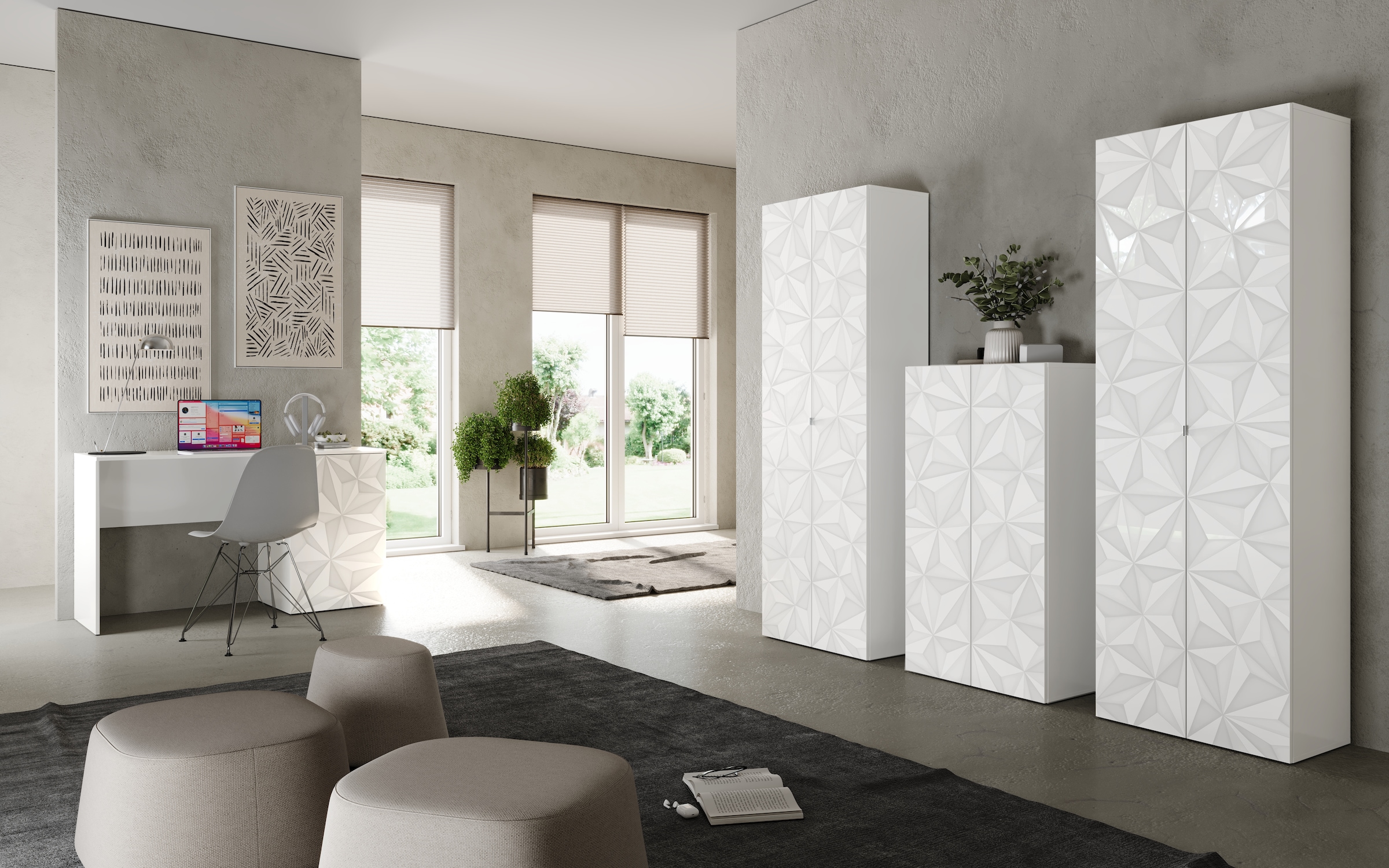 INOSIGN Aktenschrank »Prisma, Breite 63 cm, Höhe 114 cm, 2 Türen (2 Einlegeböden)« Büroschrank, Mehrzweckschrank, Front mit Siebdruck