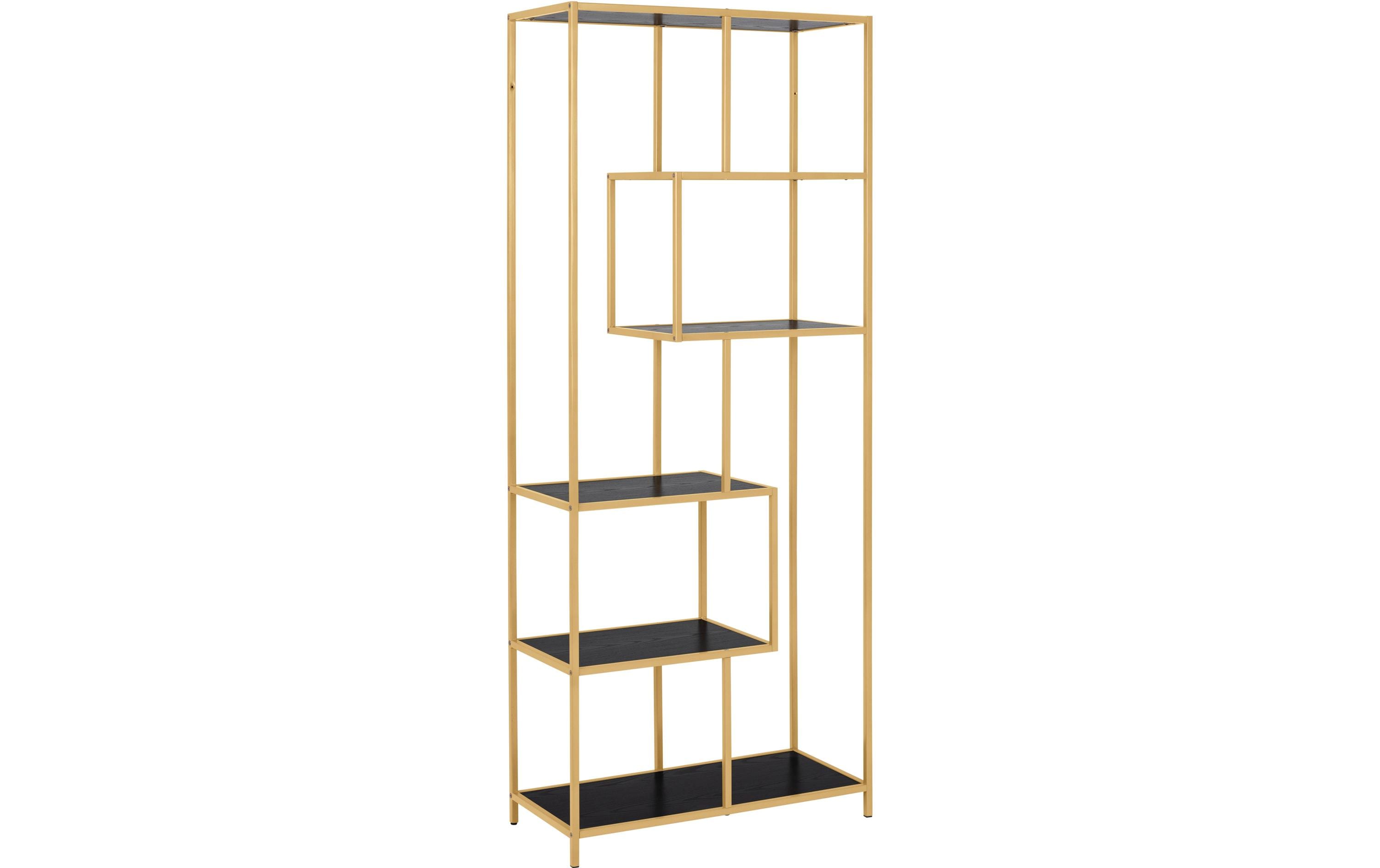 Regal Seaford 77 x 35 x 185 cm, Gold/Schwarz<br>Bücherregal
