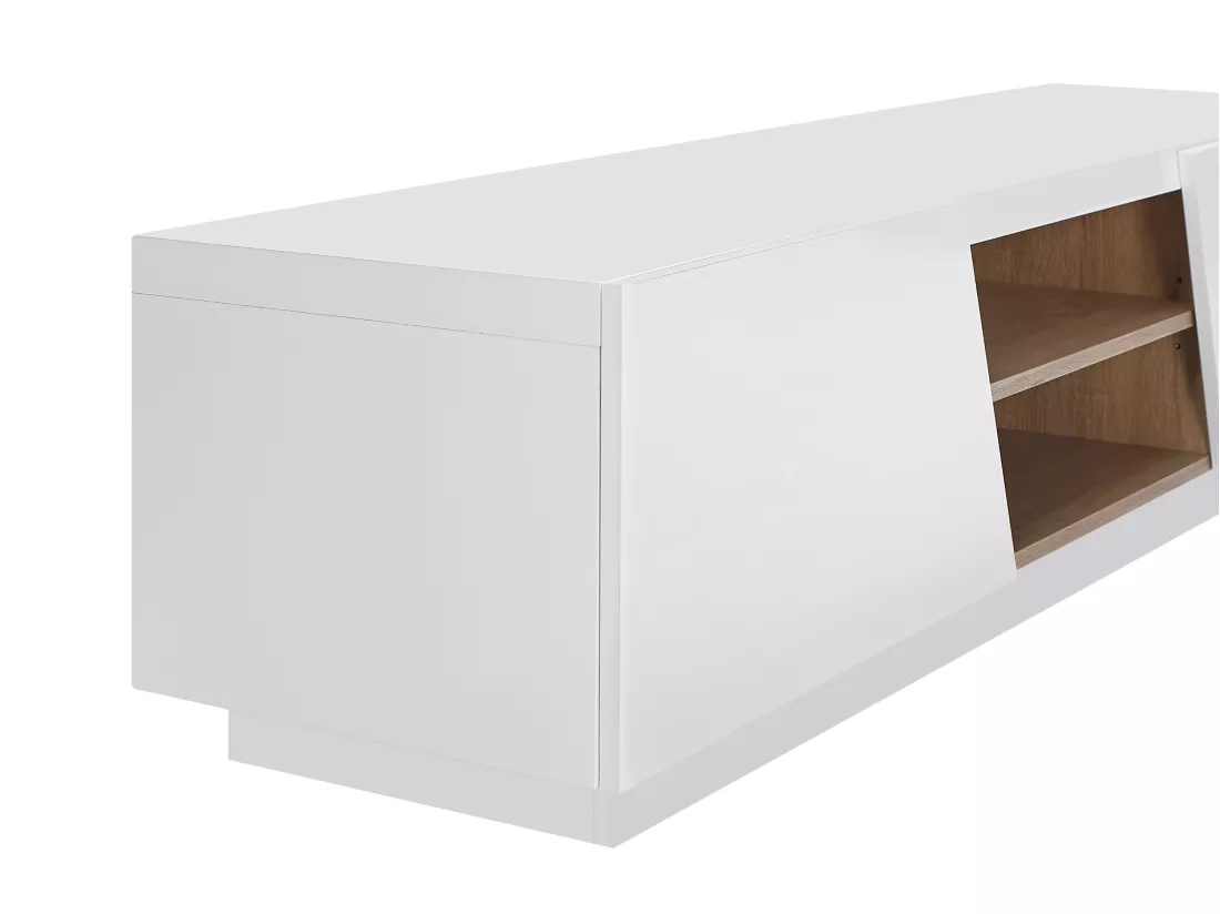 Meuble TV 2 portes et 2 niches avec LEDs en MDF - Blanc - MANIOLO