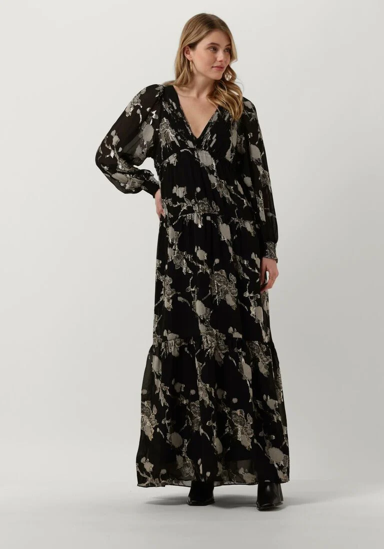 LEVETE ROOM zwarte levete room maxi jurk lr-viva 3 dress