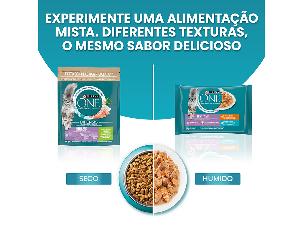 RAÇÃO PARA GATO PURINA ONE DELICATE COM PERU 800G