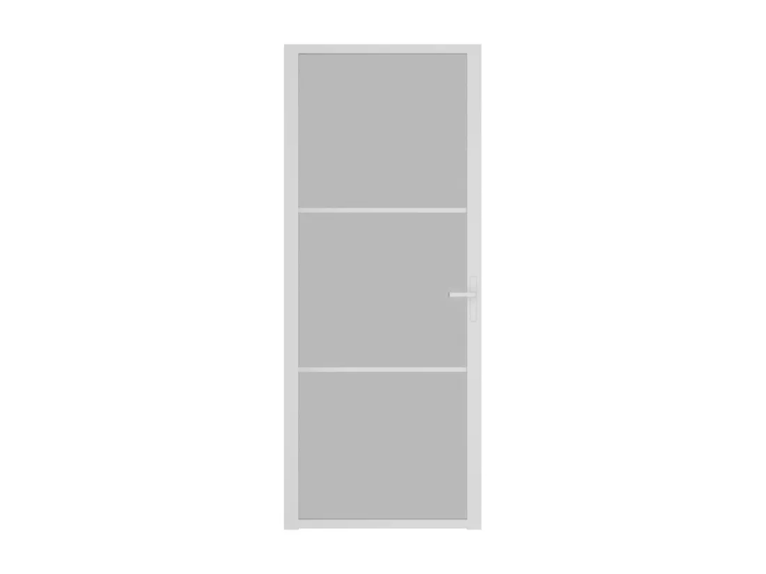 Porte intérieure 83x201,5 cm Blanc Verre mat et aluminium