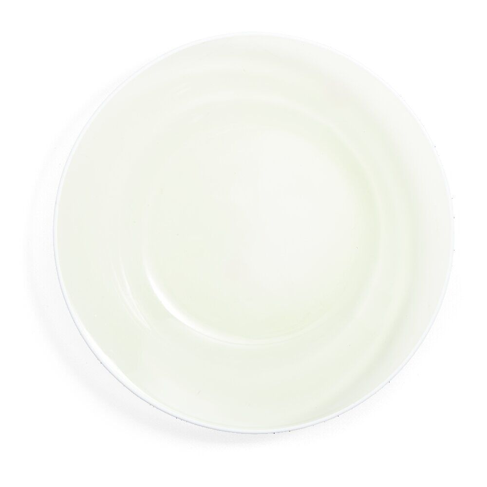 Assiette creuse verre vert transparent liseré blanc Ø23cm