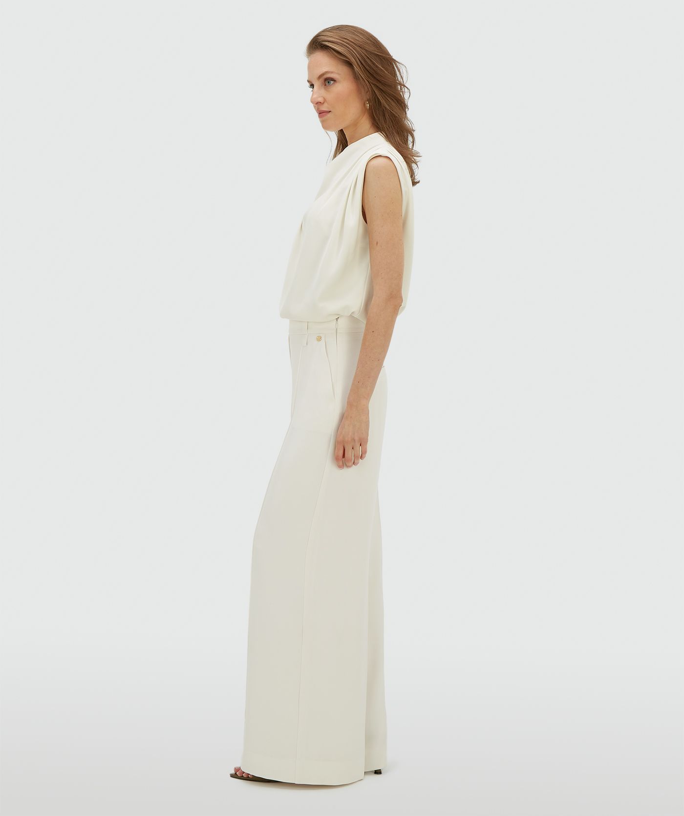 JV-ESSA high waisted wide leg pantalon - off white