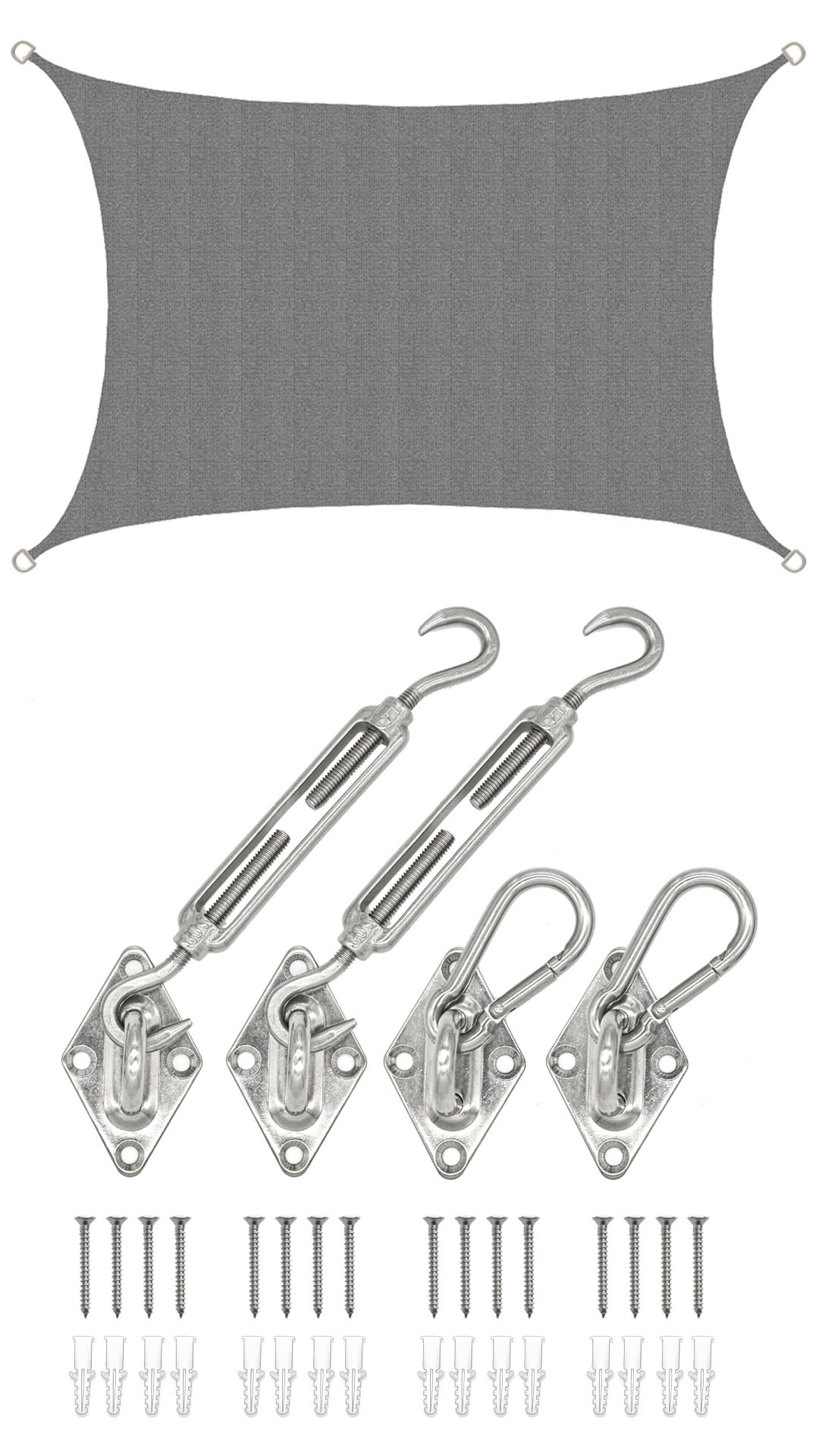 AMANKA 3 x 2 Luchtdoorlatend UV schaduwdoek - Gray