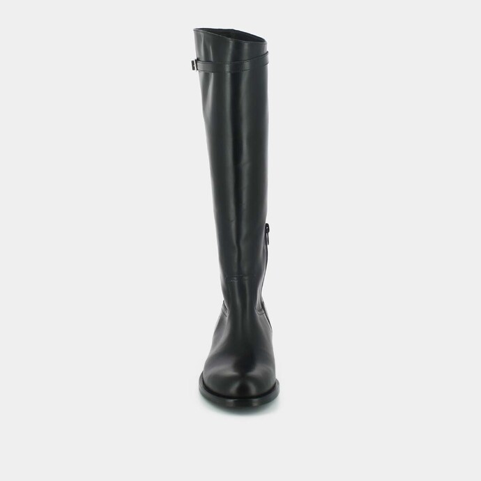 Bottes hautes et boucles latérales  en cuir noir