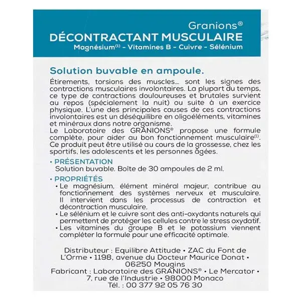 Granions Relaxante Muscular 30 ampolas