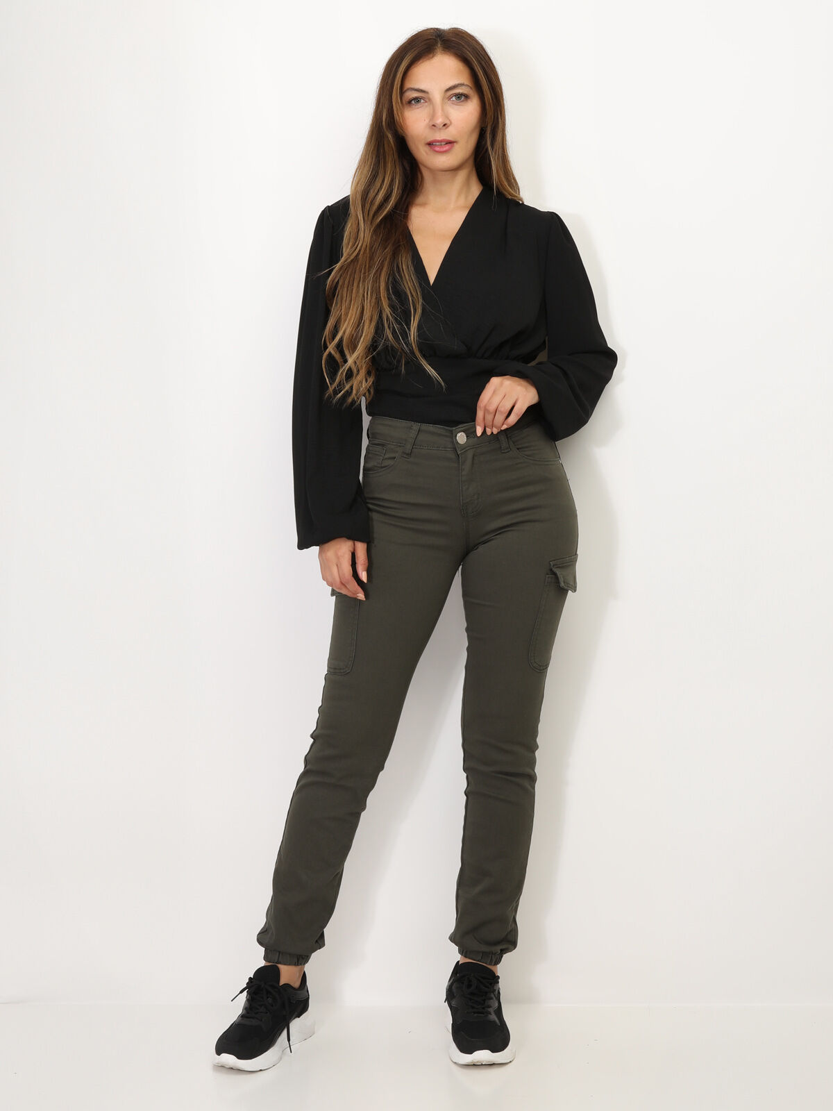 Jeans cargo style jogger- Kaki