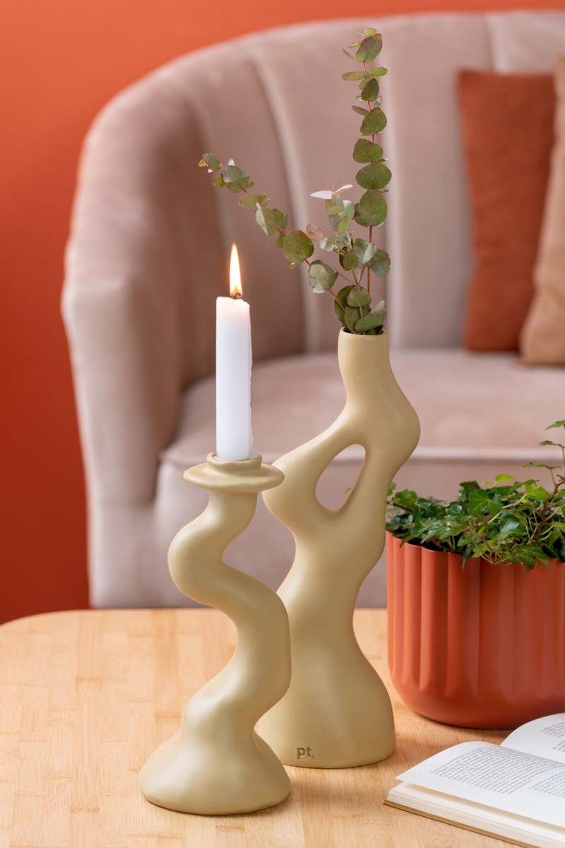 Vase Organic Swirls PT3912LB Latte brown