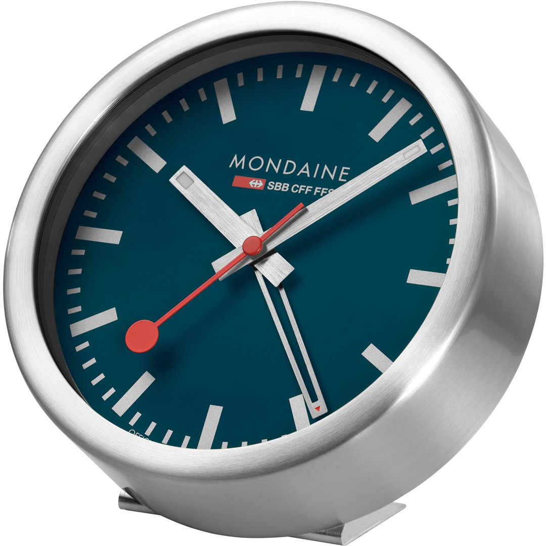 Mondaine Tischuhr mit Alarm Blau Ø 12.5cm