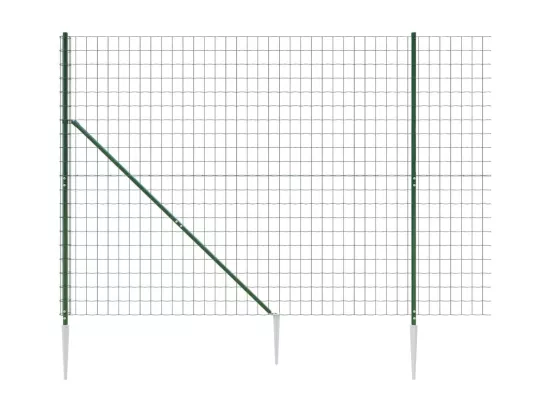 Clôture en treillis métallique et piquet d'ancrage vert 1,4x10m