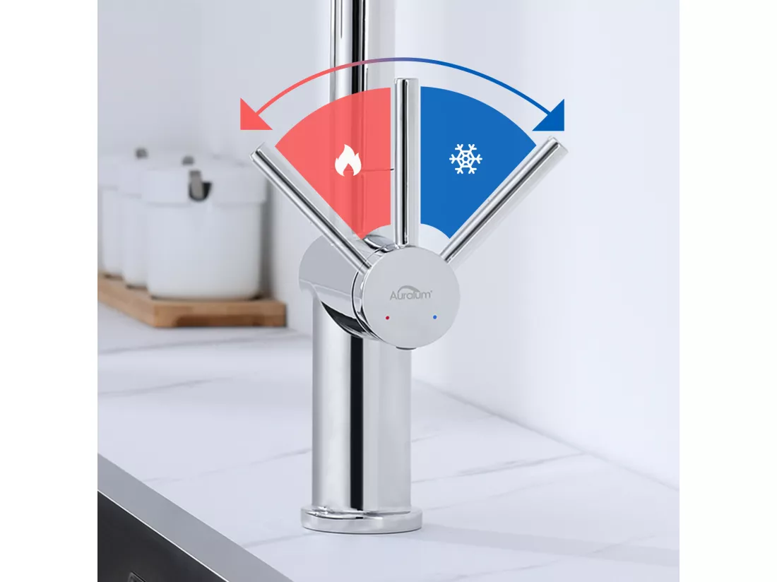 AuraLum Max Robinet Cuisine Douchette avec 2 Modes Pulvérisation,Mitigeur Cuisine avec Douchette Extractible Rotatif 360° ,Chrome,EU Modèle