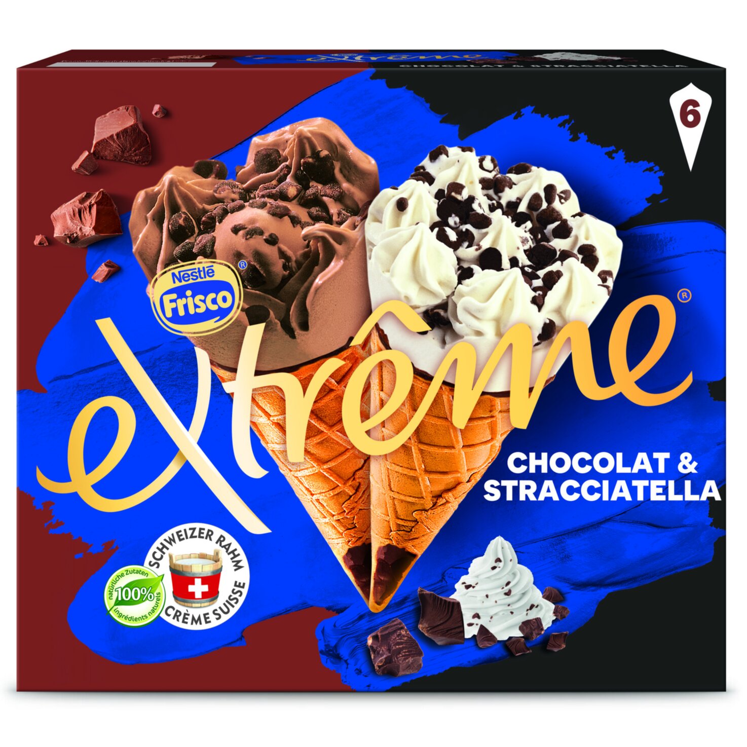 Frisco Extrême Cornets Schokolade & Stracciatella assortiert 6 Stück