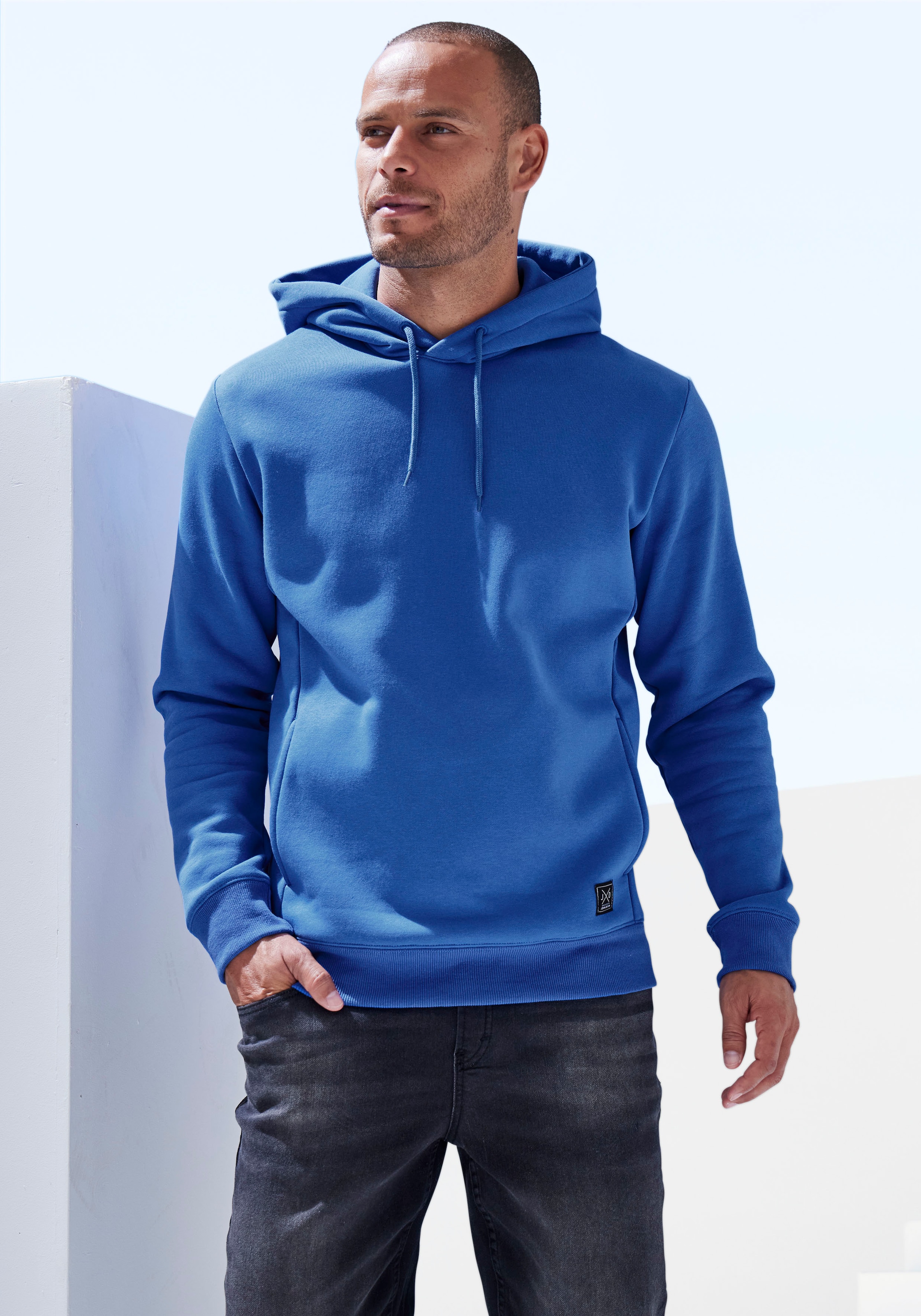 John Devin Hoodie , Langarm, Sweatshirt mit Rundhals und Kapuze, Baumwollmischung