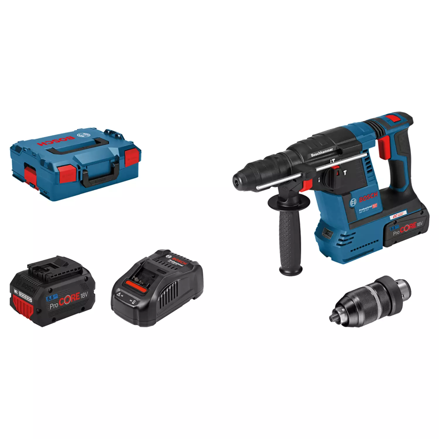 Bosch GBH 18V-26 F 18V Li-Ion Accu SDS-plus combihamer set (2x 5.5 ProCORE accu) in L-Boxx - 2,6J - koolborstelloos