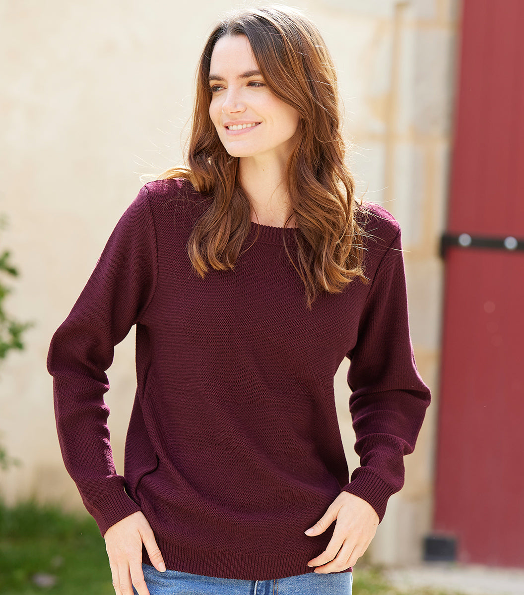 Pull Femme Laine Bordeaux - Julie