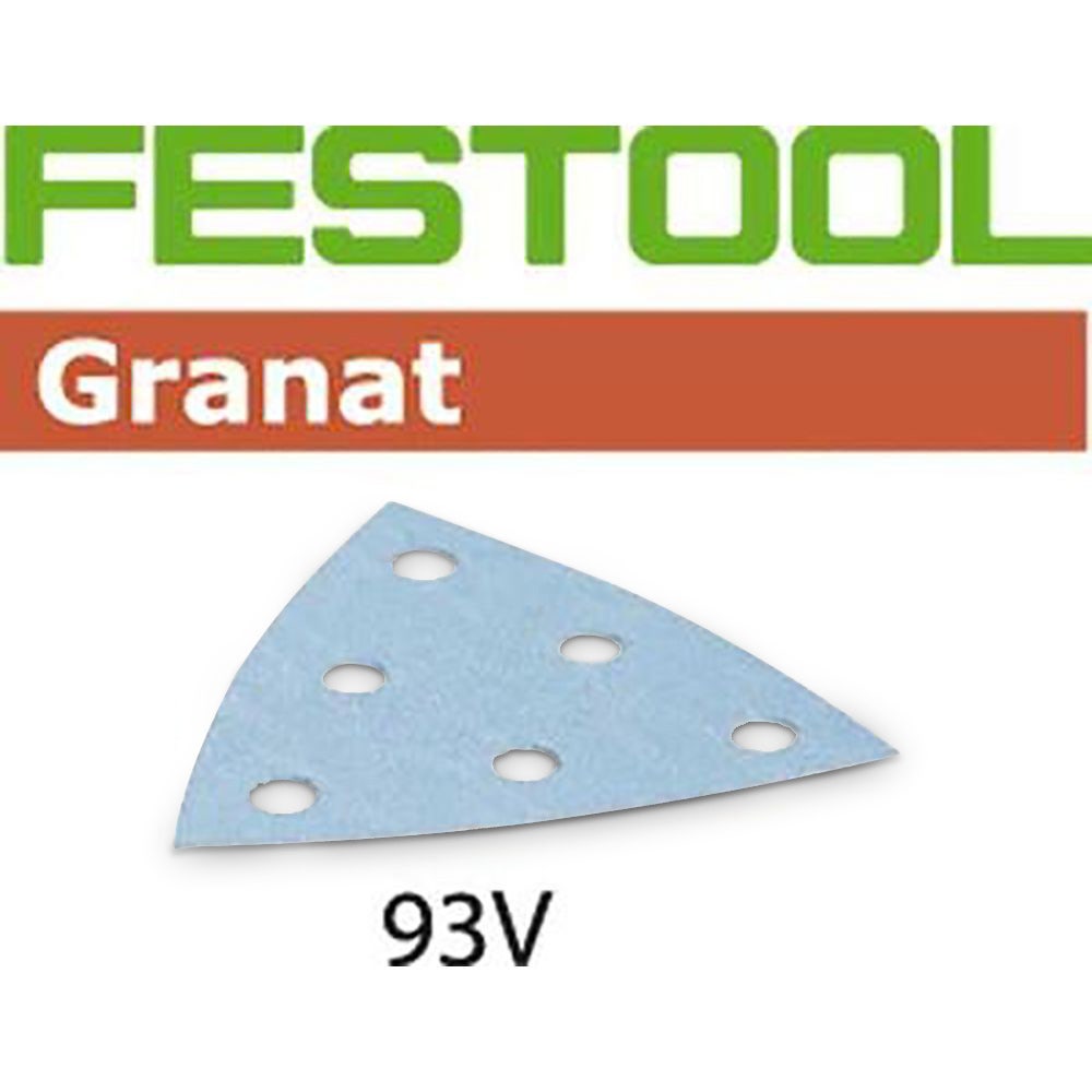 FESTOOL 93mm 40-Grit 6-Hole Hook & Loop Delta Sanding Sheet - GRANAT - 50 Piece