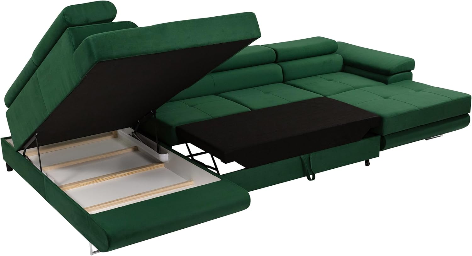 Mirjan24 Ecksofa Torezio Bis mit Bettkasten, Einstellbare Kopfstützen, Sofa mit Schlaffunktion, Eckcouch für Wohnzimmer, Polsterecke, U-Form Couch mit Bettfunktion (Manila 16, Seite: Rechts)