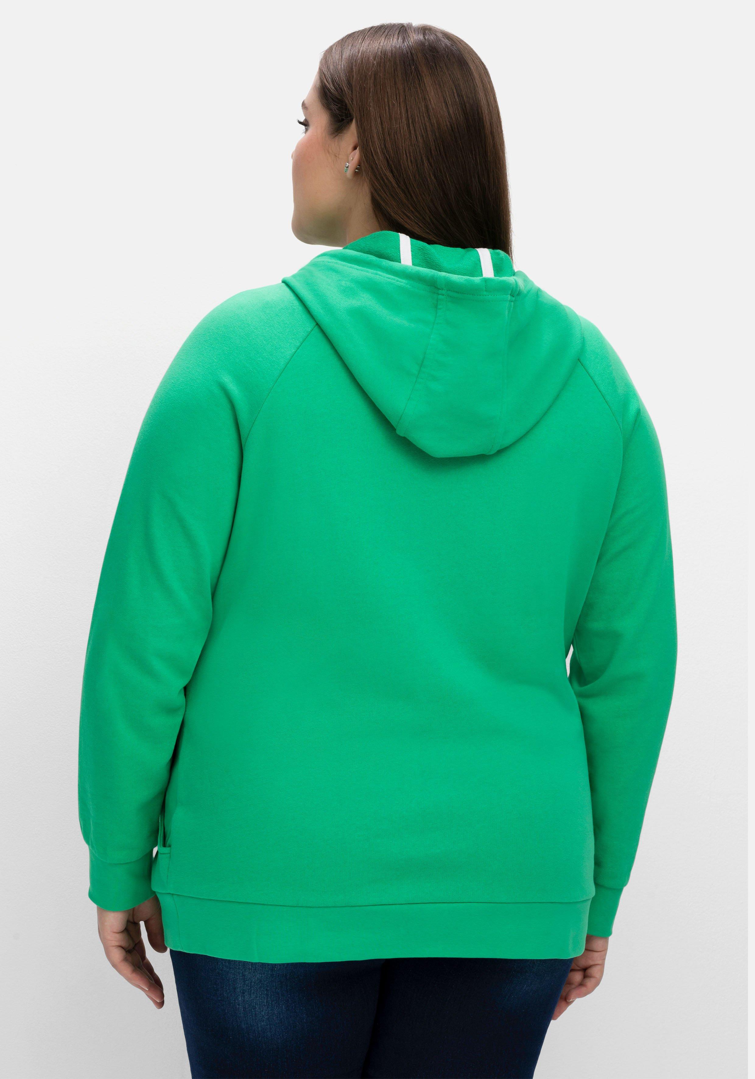 Sweatjacke mit Kapuze und kleinem Brust-Print