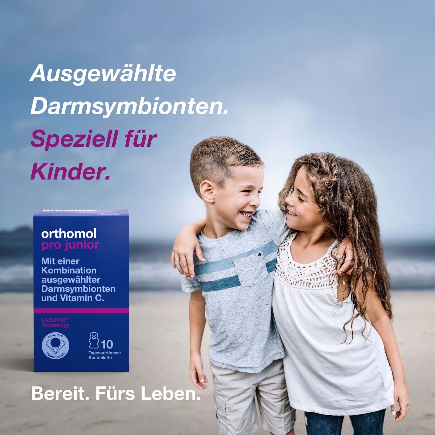 Orthomol Pro junior - enthält eine Kombination ausgewählter Darmsymbionten und Vitamin C - Kautabletten