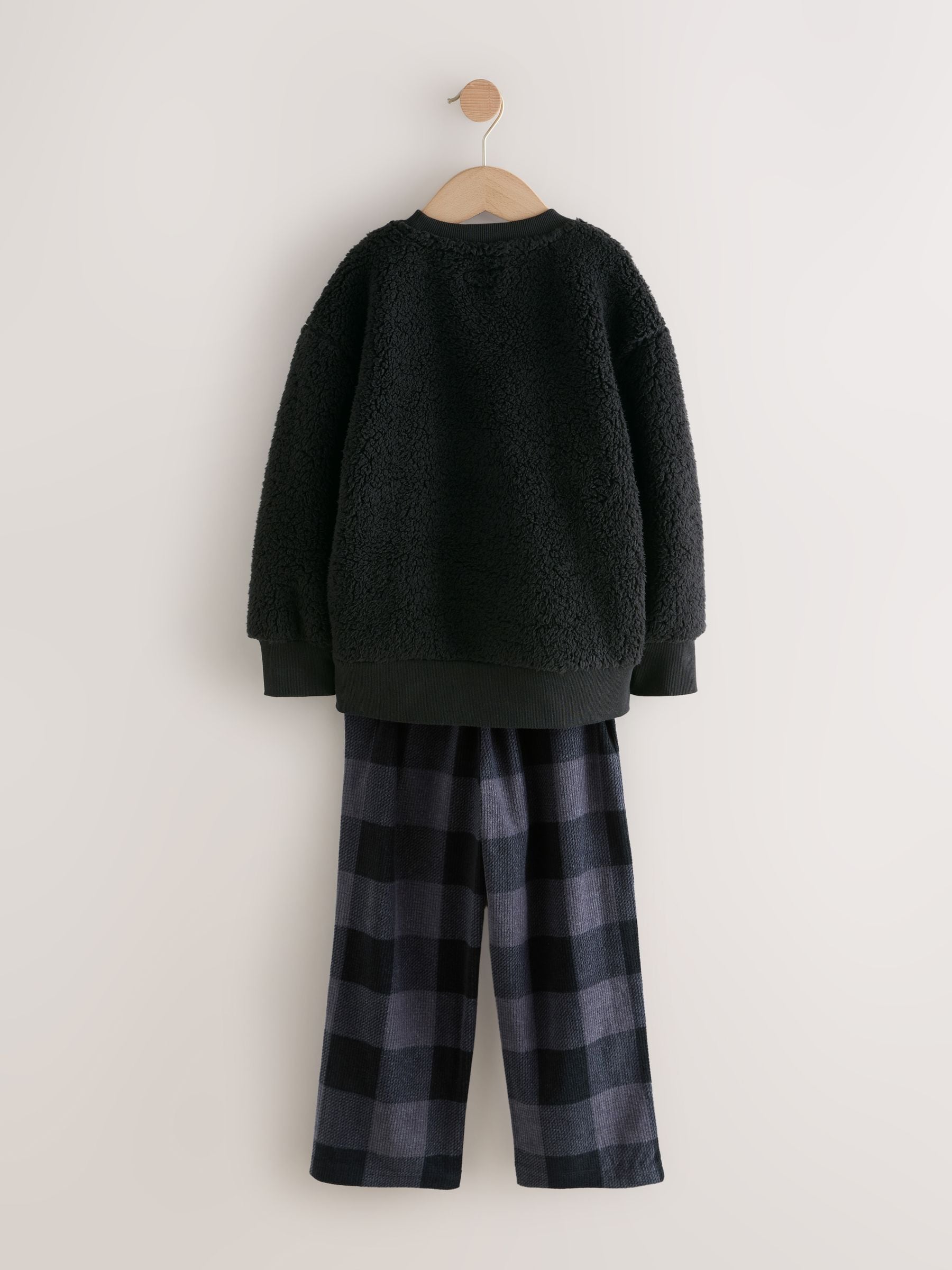 Black Check Bottom - Enkele behaaglijke fleece pyjama (3 - 16 jr)