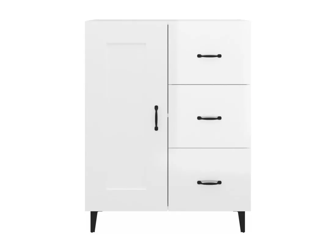 Buffet Blanc brillant 69,5x34x90 cm Bois d'ingénierie