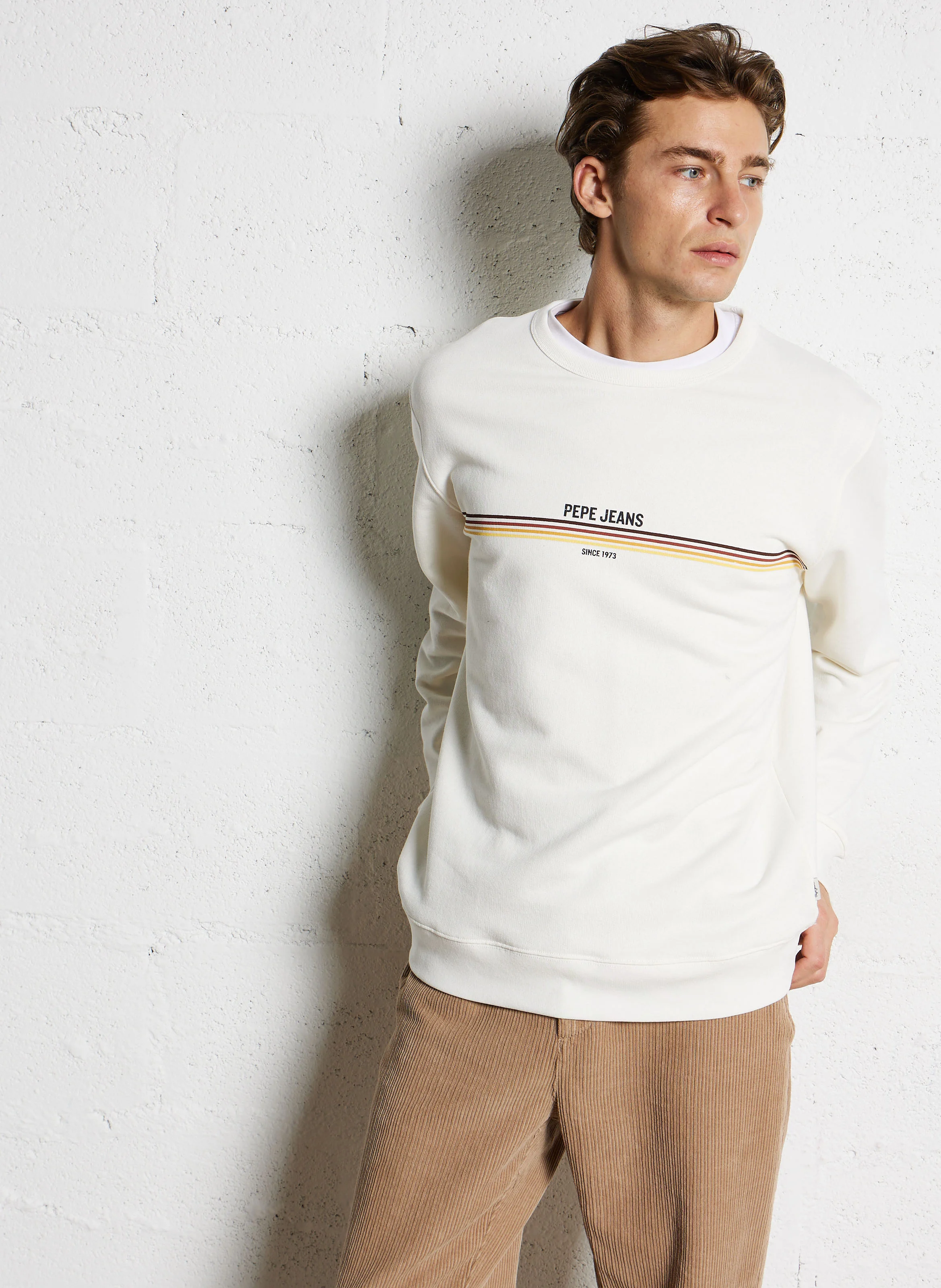 SANDER - Sweat col rond en coton | Blanc