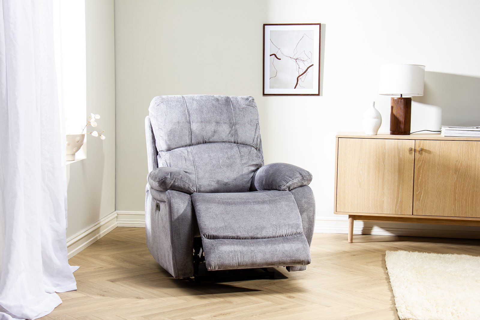 Denver recliner elektrisk Tekstil Slowly Grå