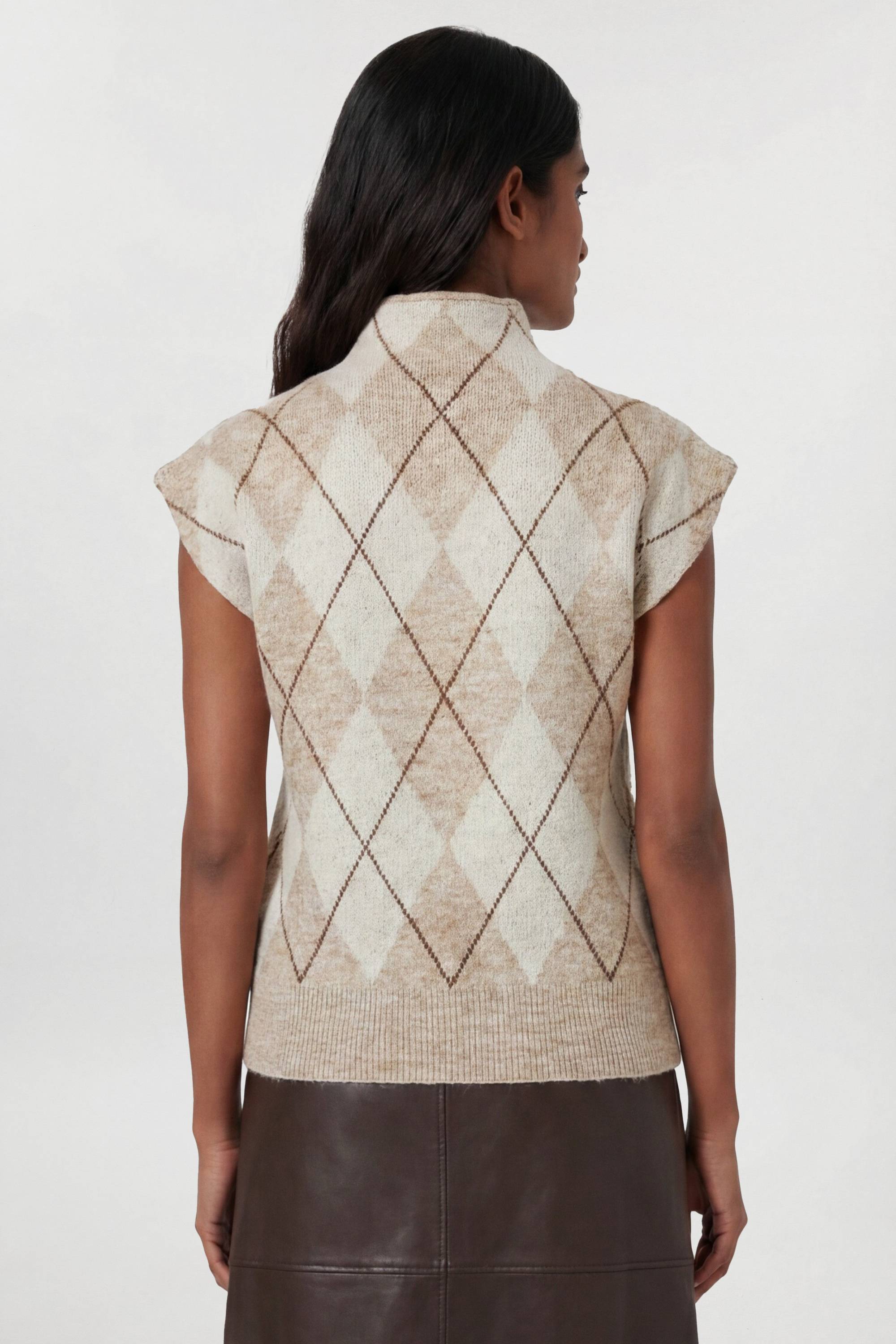 KarenMillen Haut Tricoté Douillet En Mélange De Laine À Losanges Clouté