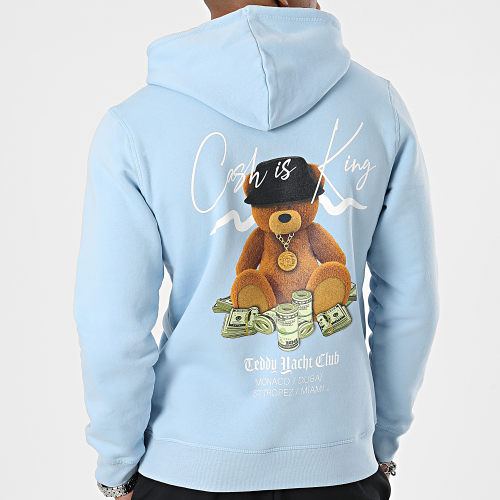 Sweat Capuche Cash Is King Bleu Ciel