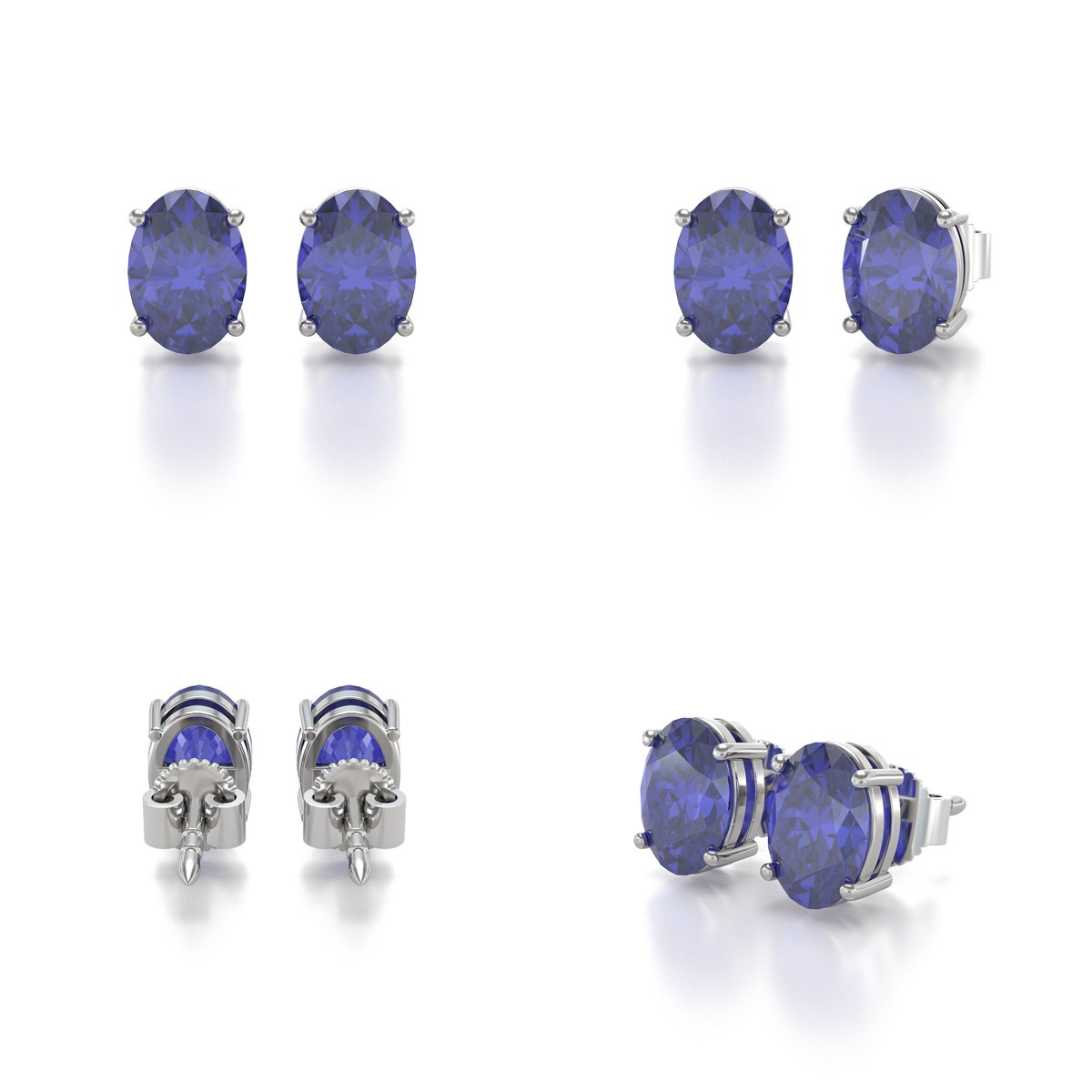 Boucles d'oreilles ADEN Tanzanite Forme Ovale sur Argent 925 1.6grs