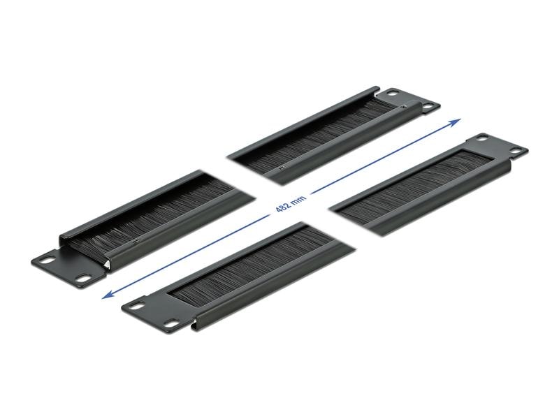Delock Bürstenleiste 1HE , Schwarz Delock 19″ Kabelmanagement Bürstenleiste 1 HE schwarz