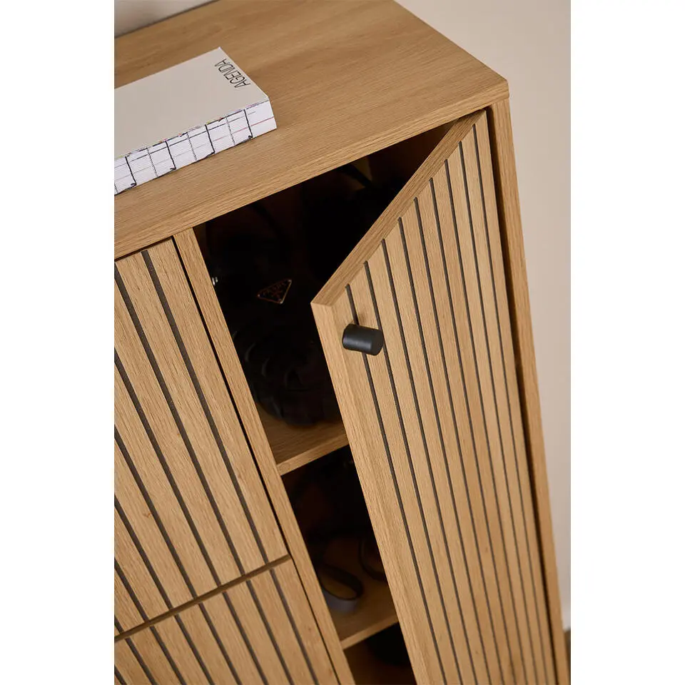 Hioshop Dylan schoenenkast 3 lades 3 planken natuur
