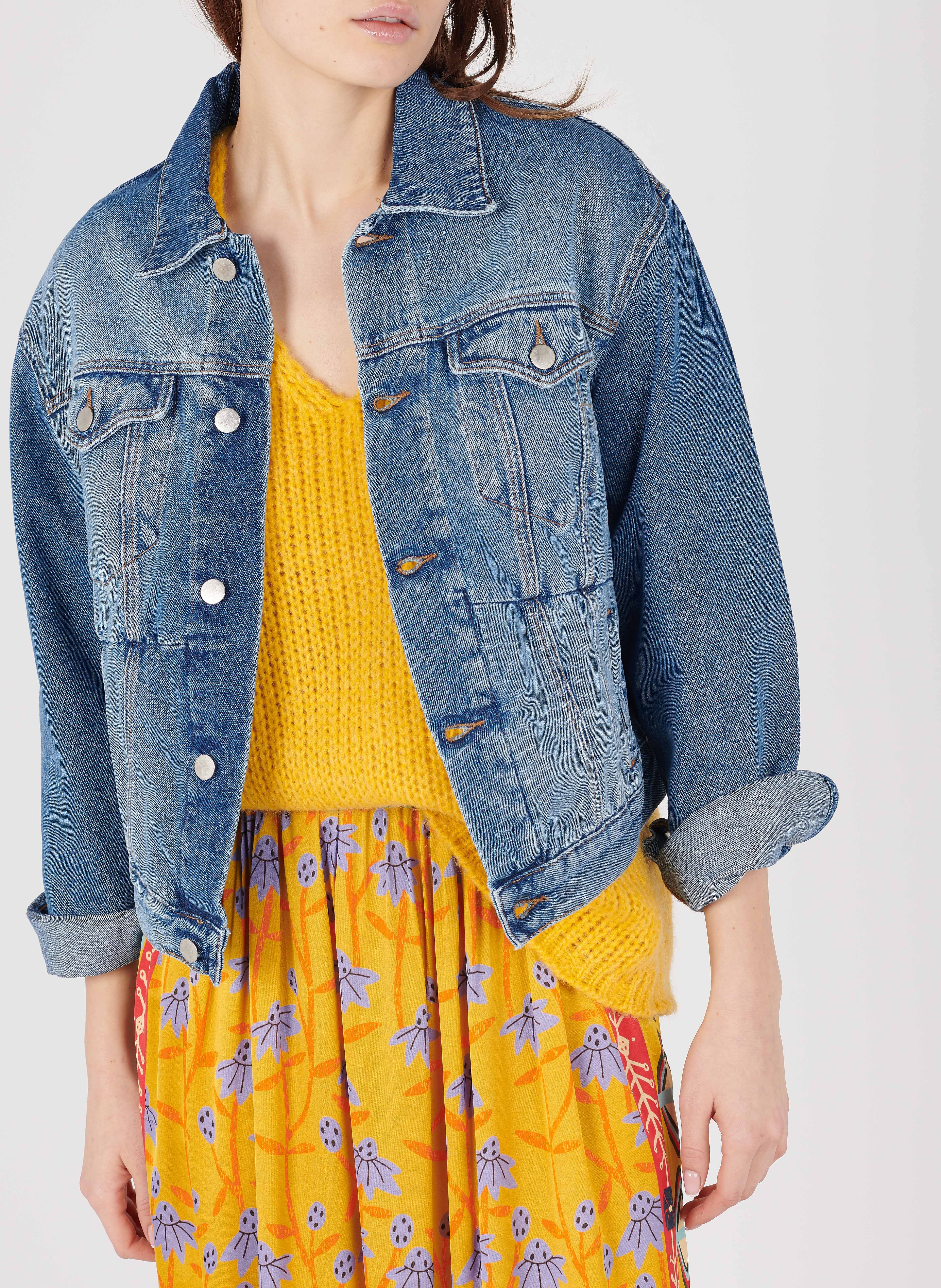 TERENCE - Veste ample col classique en jean | Bleu