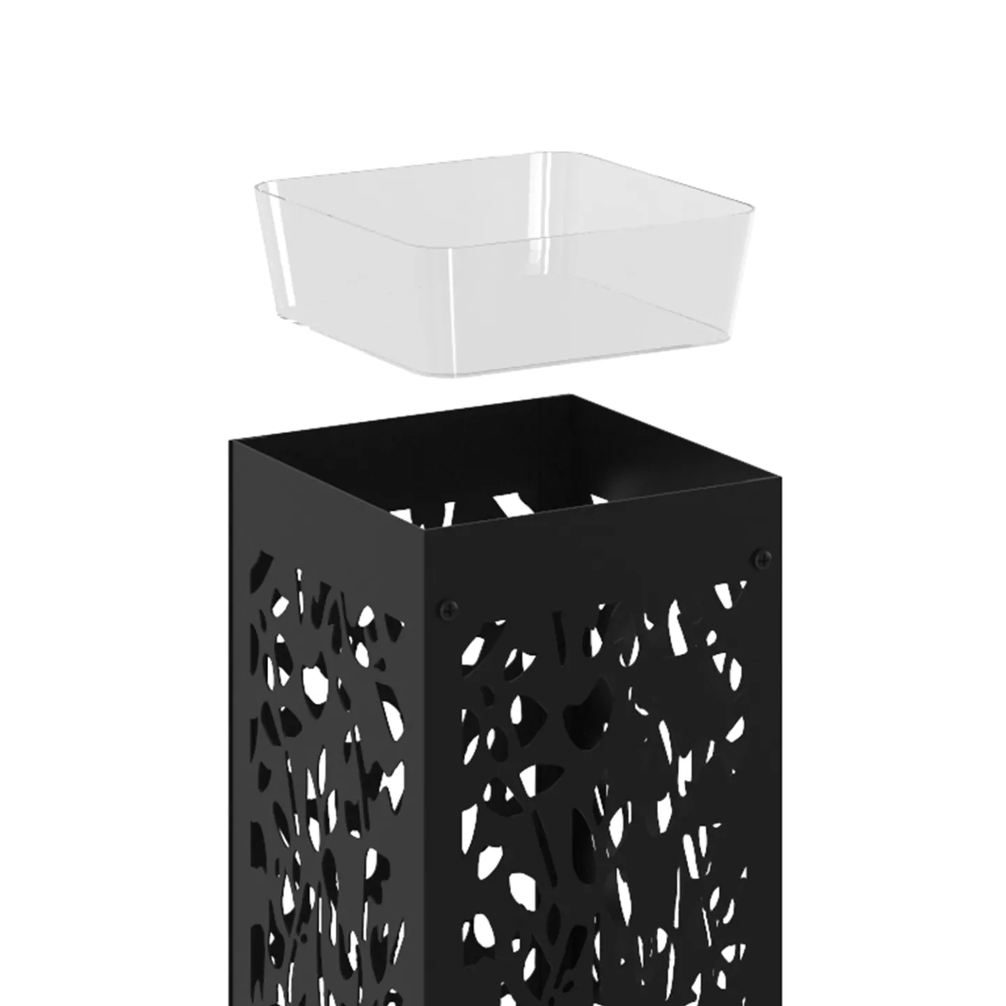 Porte parapluie FLOWER carré en acier noir hauteur 45 cm