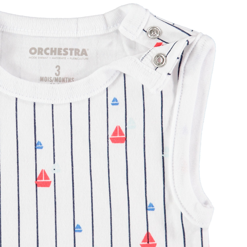 Lot de 5 bodies sans manches en coton bio à motifs thème marin