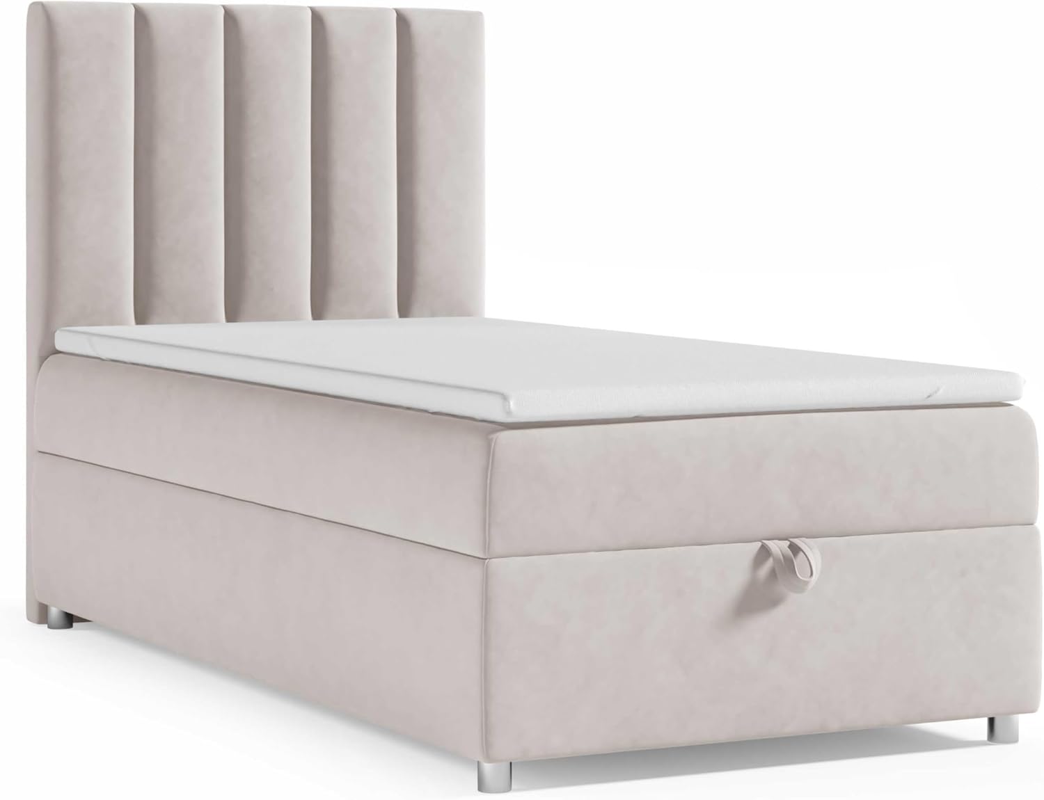Trinity K10 EinzelBett | Boxspringbett mit Bonell Federkernmatratze 100x200 | MatratzenTopper 100x200 | Bett mit Matratze | Bett mit Stauraum