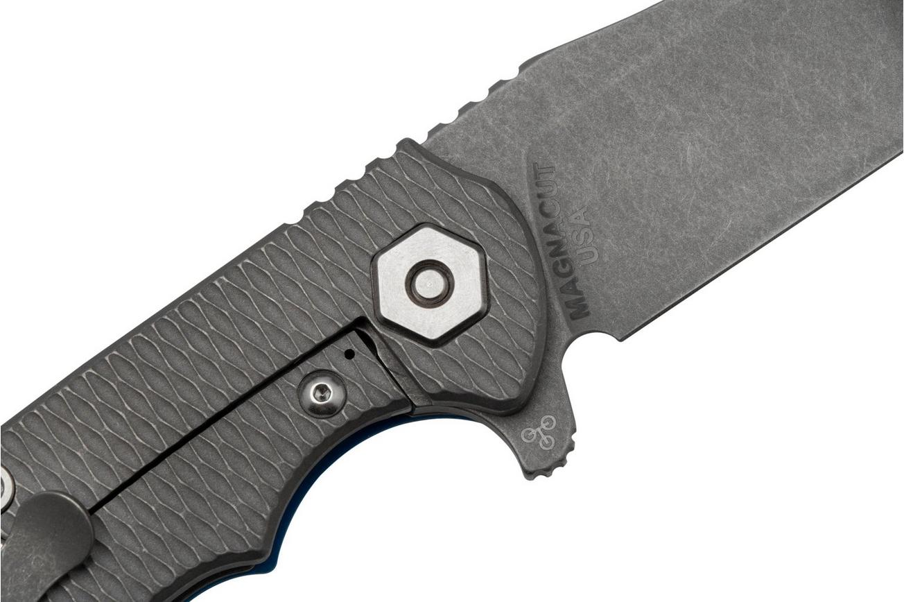 Rick Hinderer Project X, MagnaCut Clip point, Working Finish, Blue G10 zakmes
