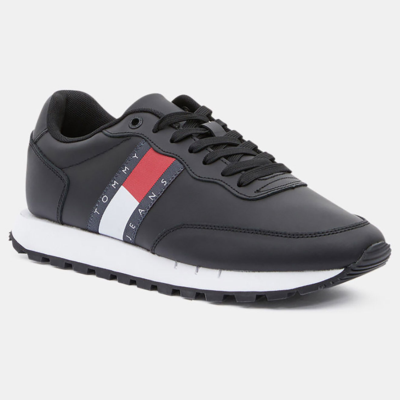 Tommy Jeans Baskets running en Cuir Mix noires