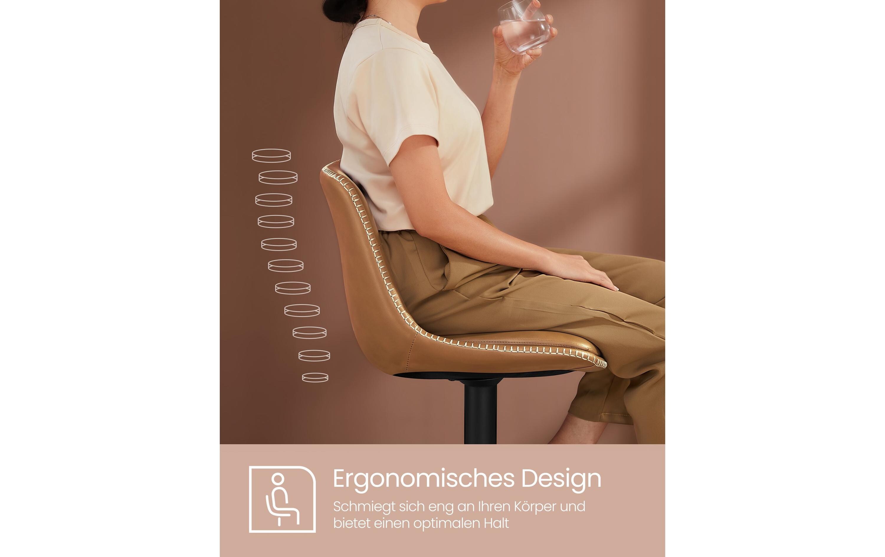 Barhocker 2er Set 48 x 90 cm/112 cm, Braun<br>Stabile Barstühle aus Kunstleder mit Rückenlehne