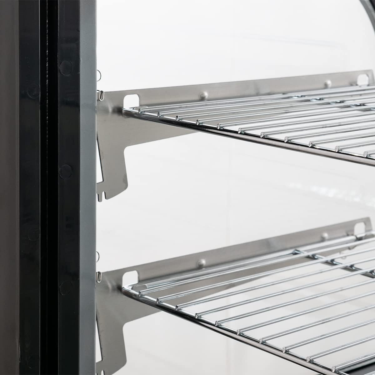 Kühlvitrine 160 Liter I Buffet Vitrine +2 °C und +6 °C mit LED I Kühlvitrine Gastro schwarz I Kühltheke mit Glastür & Umluft I abschließbar