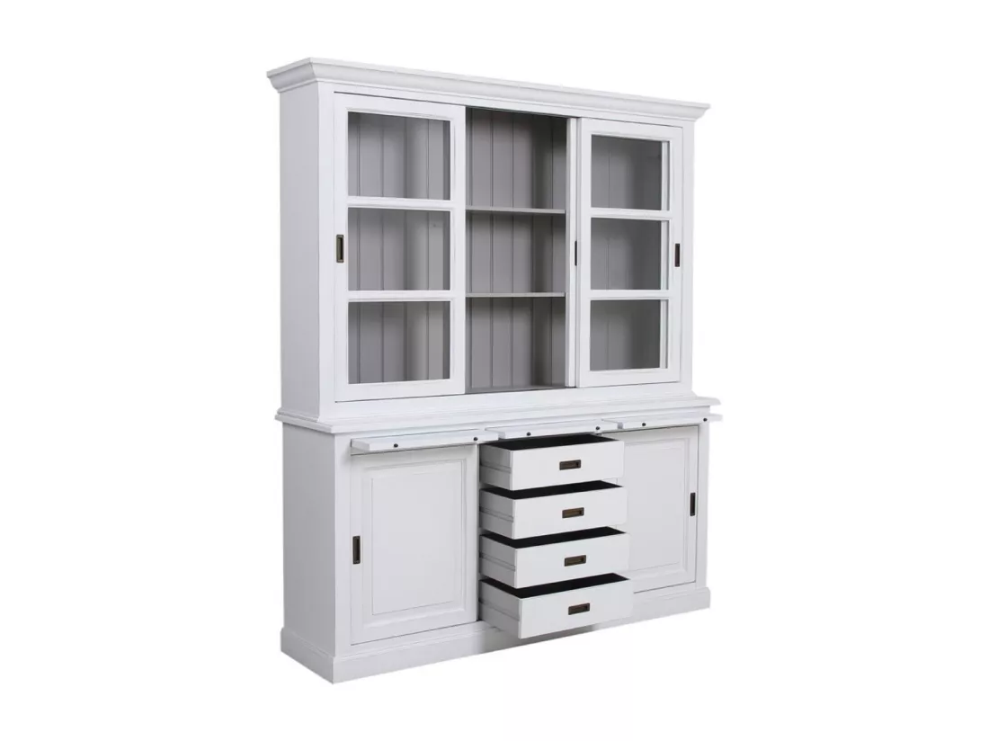 Buffet 3 portes vitrées Bois-MDF Blanc - Rhode Island Interior's