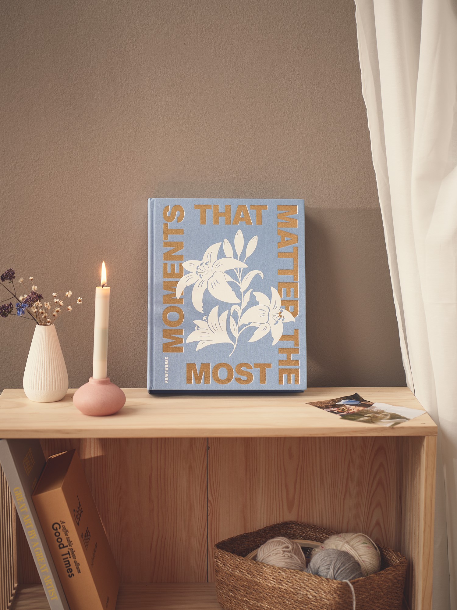 Fotoalbum Moments That Matter the Most | Gråplade/bomuld/papir/metal. 33 x 27 x 5 cm. 30 sider. Stor.  | Petrol | Printworks
