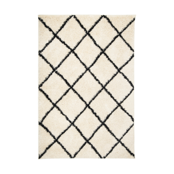 Vloerkleed Shaggy Creme Ruit 160x230 cm