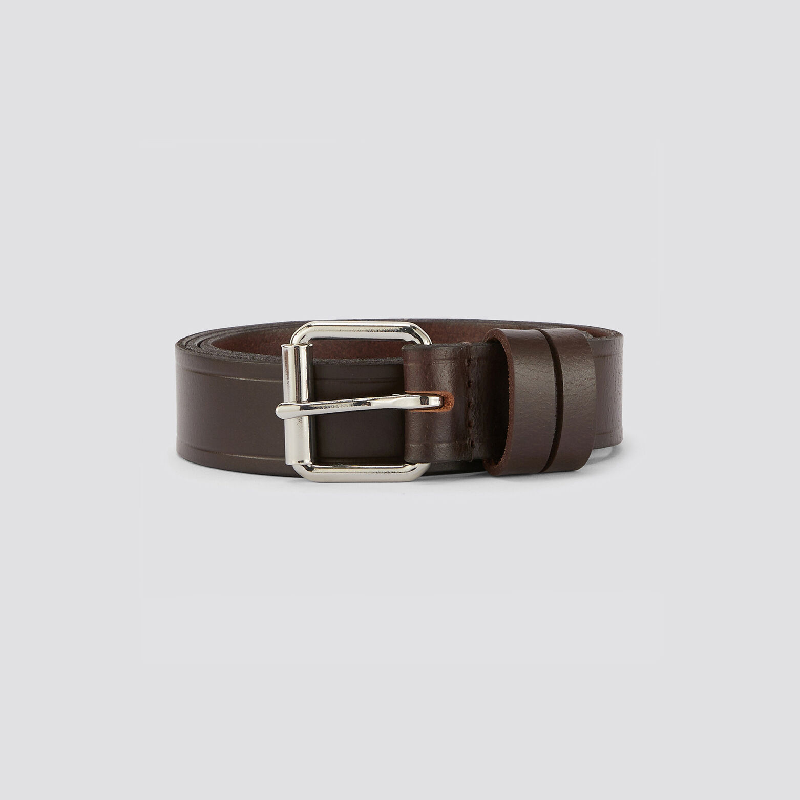 Coffret ceinture avec porte-clefs assorti Marron