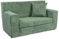 FORTISLINE - Kindersofa ausklappbar 83x47x43cm Oeko-TEX - Spielesofa für Kinder 2in1 - Kindercouch Aufklappen Bettfunktion - Schlafcouch aus Schaumstoff - Kuschel-Cord - Viele Muster (Hellgrün)