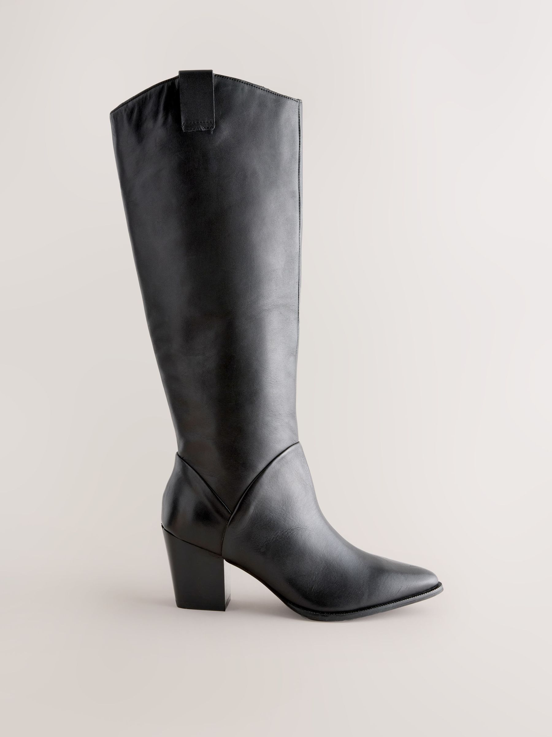 Zwart leer - Forever Comfort® Western Block Heel Knee High Boots