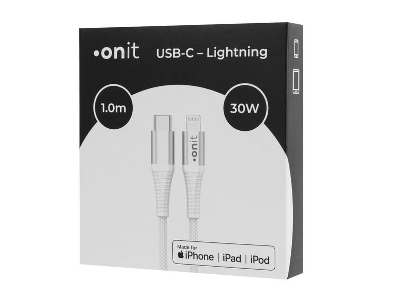onit USB 2.0-Kabel MFi USB C - Lightning 1 m, Weiss Verbindungskabel für iPhone, iPad und iPod