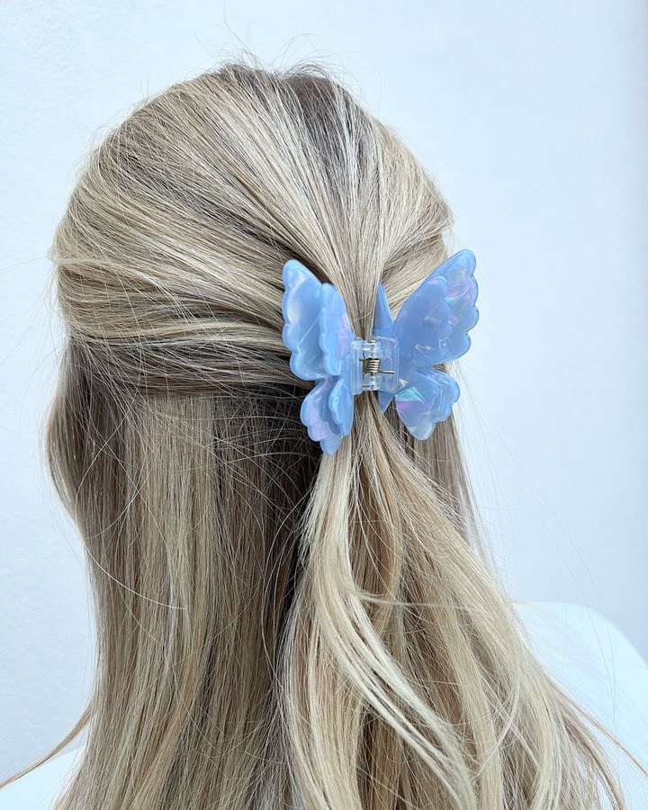 DARK Butterfly Hair Claw Light Blue